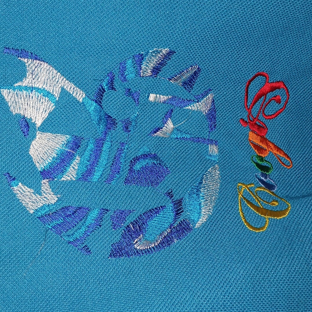 Coogi Australia 💯 % authentic 3 button polo rugby collared teal/blue toned shir